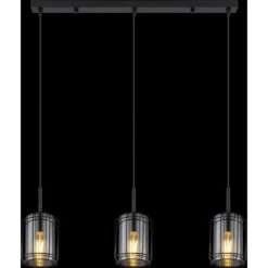 Globo Pendelleuchte Kammi 3-flammig Schwarz Matt-Rauchfarben 770 X 130 X 1200 Mm -Globo Lighting 9007371429400 3749 S 05