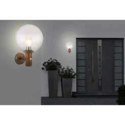 Globo Außenleuchte Mit Bewegungsmelder Ossy 1-flammig Holzoptik 250 X 370 Mm