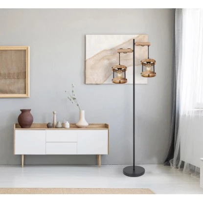Globo Stehlampe Jeanie 2-flammig Schwarz Matt 610 X 240 X 1500 Mm 3 Globo Stehlampe Jeanie 2-flammig Schwarz Matt 610 X 240 X 1500 Mm
