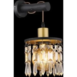 Globo Wandlampe Comma 1-flammig Schwarz-Gold 150 X 370 Mm -Globo Lighting 9007371430079 3749 S 07