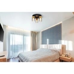 Globo Deckenleuchte Finca 3-flammig Schwarz Matt-Rauchfarben 390 X 210 Mm