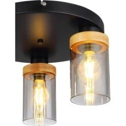 Globo Deckenleuchte Finca 3-flammig Schwarz Matt-Rauchfarben 390 X 210 Mm -Globo Lighting 9007371430703 3749 CU 01