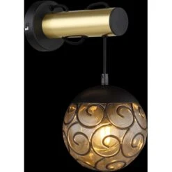 Globo Wandlampe Fitz 1-flammig Schwarz Matt-Gold Rauchfarben 150 X 360 Mm -Globo Lighting 9007371430864 3749 S 02