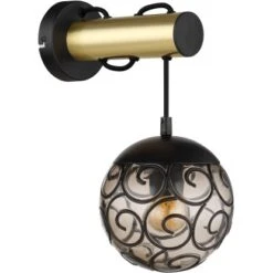 Globo Wandlampe Fitz 1-flammig Schwarz Matt-Gold Rauchfarben 150 X 360 Mm -Globo Lighting 9007371430864 3749 S 03