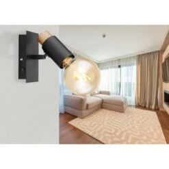 Globo Strahler Matti 1-flammig Schwarz Matt 80 X 140 Mm