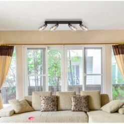 Globo Strahler Hadera 4-flammig Schwarz Matt-Rauchfarben 670 X 90 X 215 Mm