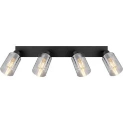 Globo Strahler Hadera 4-flammig Schwarz Matt-Rauchfarben 670 X 90 X 215 Mm -Globo Lighting 9007371431229 3749 S 06