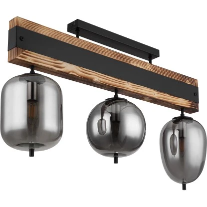 Globo Deckenleuchte 3-flammig Schwarz Matt-Rauchfarben 775 X 185 X 460 Mm 5 Globo Deckenleuchte 3-flammig Schwarz Matt-Rauchfarben 775 X 185 X 460 Mm – Bild 3