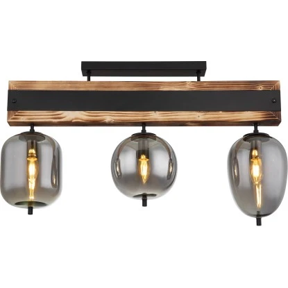 Globo Deckenleuchte 3-flammig Schwarz Matt-Rauchfarben 775 X 185 X 460 Mm 6 Globo Deckenleuchte 3-flammig Schwarz Matt-Rauchfarben 775 X 185 X 460 Mm – Bild 4