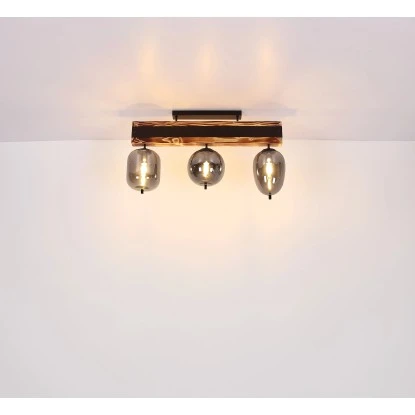 Globo Deckenleuchte 3-flammig Schwarz Matt-Rauchfarben 775 X 185 X 460 Mm 8 Globo Deckenleuchte 3-flammig Schwarz Matt-Rauchfarben 775 X 185 X 460 Mm – Bild 6