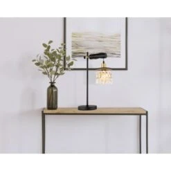 Globo Tischlampe Comma 1-flammig Schwarz-Gold 340 X 180 X 550 Mm