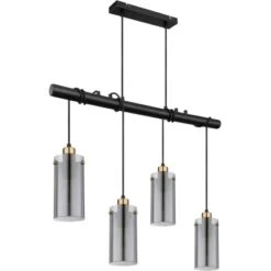 Globo Pendelleuchte Fanni 4-flammig Schwarz Matt-Rauchfarben 850 X 100 X 1200 Mm 12 Globo Pendelleuchte Fanni 4-flammig Schwarz Matt-Rauchfarben 850 X 100 X 1200 Mm -Globo Lighting 9007371433629 3749 S 02
