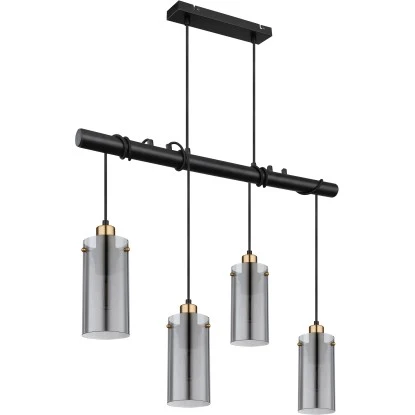 Globo Pendelleuchte Fanni 4-flammig Schwarz Matt-Rauchfarben 850 X 100 X 1200 Mm 5 Globo Pendelleuchte Fanni 4-flammig Schwarz Matt-Rauchfarben 850 X 100 X 1200 Mm – Bild 3