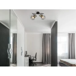 Globo Strahler Priska 2-flammig Schwarz Matt 340 X 130 X 190 Mm