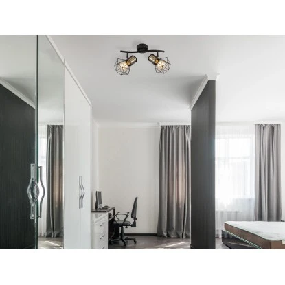 Globo Strahler Priska 2-flammig Schwarz Matt 340 X 130 X 190 Mm 3 Globo Strahler Priska 2-flammig Schwarz Matt 340 X 130 X 190 Mm