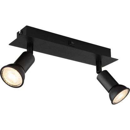 Globo Strahler Drew 2-flammig Schwarz Matt 250 X 60 X 90 Mm 4 Globo Strahler Drew 2-flammig Schwarz Matt 250 X 60 X 90 Mm – Bild 2