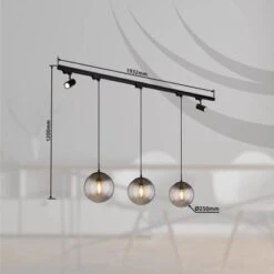 Globo Deckenleuchte Blama 5-flammig Schwarz Matt-Rauchfarben 193 X 25 X 120 Cm 13 Globo Deckenleuchte Blama 5-flammig Schwarz Matt-Rauchfarben 193 X 25 X 120 Cm -Globo Lighting 9007371433810 3749 S 04