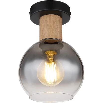 Globo Deckenleuchte Moitas 1-flammig Schwarz Matt-Rauchfarben 150 X 220 Mm 4 Globo Deckenleuchte Moitas 1-flammig Schwarz Matt-Rauchfarben 150 X 220 Mm – Bild 2