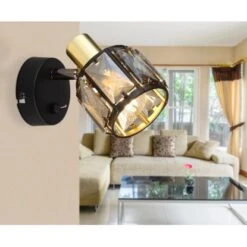 Globo Wandlampe Indiana 1-flammig Schwarz-Gold Rauchfarben 9,2 X 12,5 Cm