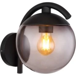 Globo Außenleuchte 1-flammig Schwarz Matt-Rauchfarben 200 X 245 Mm