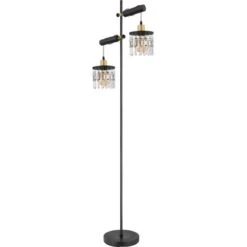 Globo Stehlampe Comma 2-flammig Schwarz-Gold 510 X 250 X 1680 Mm -Globo Lighting 9007371436071 3749 S 03