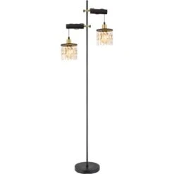 Globo Stehlampe Comma 2-flammig Schwarz-Gold 510 X 250 X 1680 Mm -Globo Lighting 9007371436071 3749 S 04