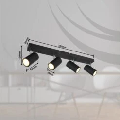 Globo Strahler Robby 4-flammig Schwarz Matt 560 X 60 X 120 Mm -Globo Lighting 9007371436538 3749 S 08