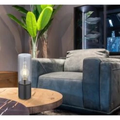 Globo Tischlampe Annika 1-flammig Schwarz Matt-Rauchfarben 90 X 300 Mm -Globo Lighting 9007371436767 3749 AB 02