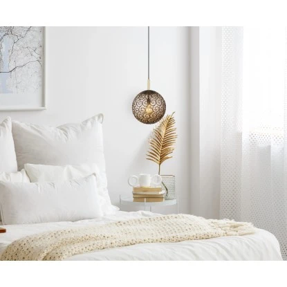 Globo Pendelleuchte Fitz 1-flammig Schwarz Matt-Gold Rauchfarben 350 X 1200 Mm 3 Globo Pendelleuchte Fitz 1-flammig Schwarz Matt-Gold Rauchfarben 350 X 1200 Mm