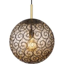 Globo Pendelleuchte Fitz 1-flammig Schwarz Matt-Gold Rauchfarben 350 X 1200 Mm 17 Globo Pendelleuchte Fitz 1-flammig Schwarz Matt-Gold Rauchfarben 350 X 1200 Mm -Globo Lighting 9007371436859 3749 CU 01