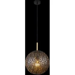 Globo Pendelleuchte Fitz 1-flammig Schwarz Matt-Gold Rauchfarben 350 X 1200 Mm 13 Globo Pendelleuchte Fitz 1-flammig Schwarz Matt-Gold Rauchfarben 350 X 1200 Mm -Globo Lighting 9007371436859 3749 S 02