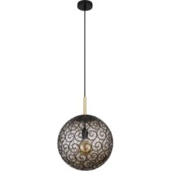 Globo Pendelleuchte Fitz 1-flammig Schwarz Matt-Gold Rauchfarben 350 X 1200 Mm 12 Globo Pendelleuchte Fitz 1-flammig Schwarz Matt-Gold Rauchfarben 350 X 1200 Mm -Globo Lighting 9007371436859 3749 S 03