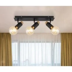 Globo Strahler Matti 3-flammig Schwarz Matt 485 X 80 X 145 Mm