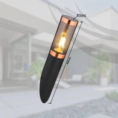 Globo Außenleuchte Boston 1-flammig Schwarz Rauchfarben 76 X 410 Mm 13 Globo Außenleuchte Boston 1-flammig Schwarz Rauchfarben 76 X 410 Mm – Bild 11