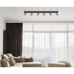 Globo Strahler Robby 6-flammig Schwarz Matt 1150 X 60 X 120 Mm