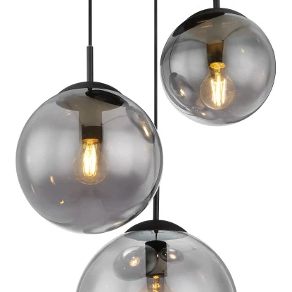 Globo Pendelleuchte Joel 3-flammig Schwarz Matt-Rauchfarben 520 X 800 Mm 9 Globo Pendelleuchte Joel 3-flammig Schwarz Matt-Rauchfarben 520 X 800 Mm – Bild 7