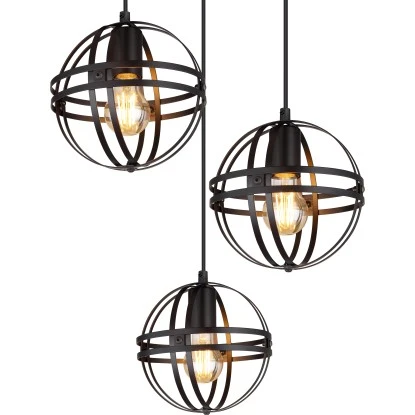 Globo Pendelleuchte 3-flammig Schwarz Matt 470 X 1200 Mm 10 Globo Pendelleuchte 3-flammig Schwarz Matt 470 X 1200 Mm – Bild 8