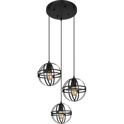 Globo Pendelleuchte 3-flammig Schwarz Matt 470 X 1200 Mm 5 Globo Pendelleuchte 3-flammig Schwarz Matt 470 X 1200 Mm – Bild 3