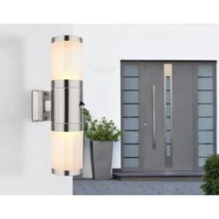 Globo Außenleuchte 2-flammig Silber Glänzend 10,2 Cm X 42 Cm 11 Globo Außenleuchte 2-flammig Silber Glänzend 10,2 Cm X 42 Cm -Globo Lighting 9007371438273 3749 AB 01