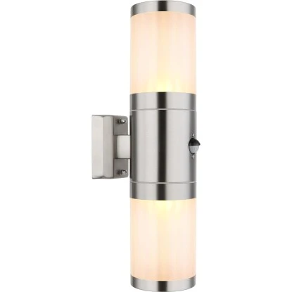 Globo Außenleuchte 2-flammig Silber Glänzend 10,2 Cm X 42 Cm 4 Globo Außenleuchte 2-flammig Silber Glänzend 10,2 Cm X 42 Cm – Bild 2