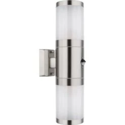 Globo Außenleuchte 2-flammig Silber Glänzend 10,2 Cm X 42 Cm