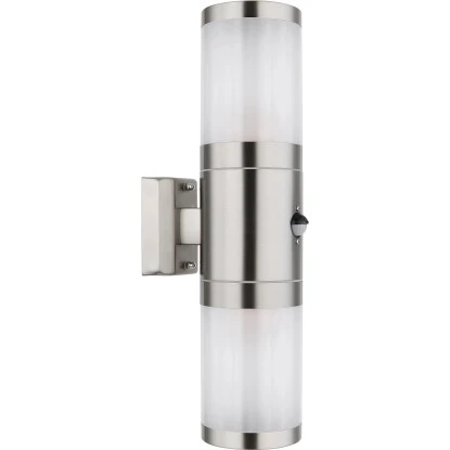Globo Außenleuchte 2-flammig Silber Glänzend 10,2 Cm X 42 Cm 3 Globo Außenleuchte 2-flammig Silber Glänzend 10,2 Cm X 42 Cm