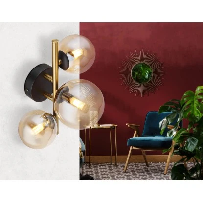 Globo LED-Wandleuchte Riha 3-flammig Schwarz Matt 280 X 210 X 190 Mm 3 Globo LED-Wandleuchte Riha 3-flammig Schwarz Matt 280 X 210 X 190 Mm