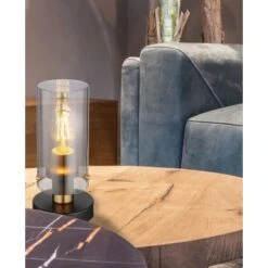 Globo Tischlampe Fanni 1-flammig Schwarz Matt-Rauchfarben 120 X 260 Mm