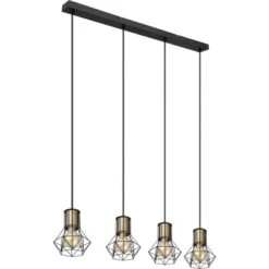 Globo Pendelleuchte Priska 4-flammig Schwarz Matt 720 X 130 X 1200 Mm -Globo Lighting 9007371439645 3749 S 03