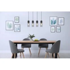 Globo Pendelleuchte Annika 4-flammig Schwarz Matt-Rauchfarben 800 X 90 X 1560 Mm