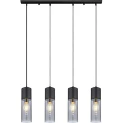 Globo Pendelleuchte Annika 4-flammig Schwarz Matt-Rauchfarben 800 X 90 X 1560 Mm -Globo Lighting 9007371439768 3749 S 03