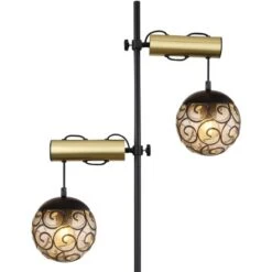 Globo Stehlampe Fitz 2-flammig Schwarz Matt-Gold Rauchfarben 510 X 250 X 1680 Mm -Globo Lighting 9007371439850 3749 CU 02