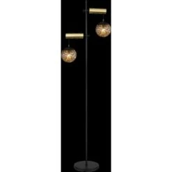 Globo Stehlampe Fitz 2-flammig Schwarz Matt-Gold Rauchfarben 510 X 250 X 1680 Mm -Globo Lighting 9007371439850 3749 S 05