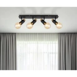 Globo Strahler Matti 4-flammig Schwarz Matt 655 X 80 X 145 Mm